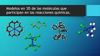 Modelos en 3D de las moléculas que
participan en las reacciones químicas.
 