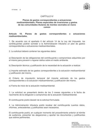 Nº PAGINA: 22
MINISTERIO
DE HACIENDA
Y ADMINISTRACIONES PÚBLICAS
DIRECCIÓN GENERAL DE TRIBUTOS
CAPÍTULO IV
Planes de gasto...