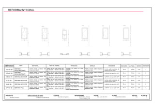 VO-70 /30 VO-65 /30
0.75
0.64
0.80
0.70
1.20
0.60
VB-65 /30
0.50
1.50
1.50
1.00
1.00
1.00
V-70 /30 V-65 /30
1.00
0.80
0.70
1.450.17
1.001.450.17
VF-70 /30
1.00
0.80
0.70
1.450.17
VENTANAS
VO-70 / 30
VB-50 / 15
TIPO
VENTANA
OSCILOBATIENTE
VENTANA BATIENTE
MATERIAL
Aluminio lacado y moldura DM
forrada en su interior
TIPO DE VIDRIO PERSIANA MANIJA
TREND, cromado, brillante Superinox
BISAGRAS
de perfil y accesorios de
aluminio RETRAC 60/80
UNIDADES
VO-65 / 30
TREND, cromado, brillante Superinox
KUBIKINA con base CLIP.SOFT
1
2
1
VENTANA
OSCILOBATIENTE
Aislante de dos lunas incoloras de 4
mm de grosor y de aire de 8
mm.
Aislante de dos lunas incoloras de 4
mm de grosor y de aire de 8
mm.
Aislante de dos lunas incoloras de 4
mm de grosor y de aire de 8
mm.
Aluminio lacado y moldura DM
forrada en su interior
Aluminio lacado y moldura DM
forrada en su interior
Enrollable de aluminio de lamas
orientales.
Modelo Supergrandhermatic
Enrollable de aluminio de lamas
orientales.
Modelo Supergrandhermatic
Enrollable de aluminio de lamas
orientales.
Modelo Supergrandhermatic
TREND, cromado, brillante Superinox
KUBIKINA con base CLIP.SOFT
MARCO
5 cm
5 cm
5 cm
ANCHURA ALTURA
150 cm
120 cm
150 cm
70 cm
50 cm
65 cm
Sra. Blanca Figueras
REFORMA INTEGRAL C/ Baluard 57 (Barcelona)
PROYECTO CLIENTA INTERIORISMO FECHA PLANO
Pons Amades, Anna
6 de Junio del 2013
ESCALA
1:50 15
V-70 / 30
VF-70 / 30
VENTANA BATIENTE
VENTANA FIJA
Aluminio lacado y moldura DM
forrada en su interior
TREND, cromado, brillante Superinox
de perfil y accesorios de
aluminio RETRAC 60/80
V-65 / 30
TREND, cromado, brillante Superinox
KUBIKINA con base CLIP.SOFT
1
2
1
VENTANA BATIENTE
Aislante de dos lunas incoloras de 4
mm de grosor y de aire de 8
mm.
Aislante de dos lunas incoloras de 4
mm de grosor y de aire de 8
mm.
Aislante de dos lunas incoloras de 4
mm de grosor y de aire de 8
mm.
Aluminio lacado y moldura DM
forrada en su interior
Aluminio lacado y moldura DM
forrada en su interior
Enrollable de aluminio de lamas
orientales.
Modelo Supergrandhermatic
Enrollable de aluminio de lamas
orientales.
Modelo Supergrandhermatic
Enrollable de aluminio de lamas
orientales.
Modelo Supergrandhermatic
TREND, cromado, brillante Superinox
KUBIKINA con base CLIP.SOFT
5 cm
5 cm
5 cm
162 cm
162 cm
162 cm
70 cm
70 cm
65 cm
REFORMA INTEGRAL
 