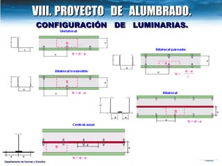 VIII. PROYECTO  DE  ALUMBRADO. CONFIGURACI Ó N  DE  LUMINARIAS. Departamento de Normas y Estudios 