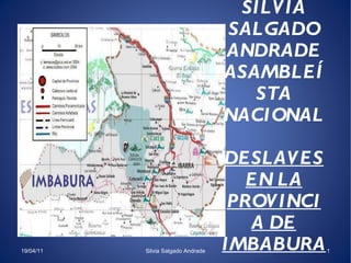 SILVIA SALGADO ANDRADE ASAMBLEÍSTA NACIONAL DESLAVES EN LA PROVINCIA DE IMBABURA 19/04/11 Silvia Salgado Andrade 