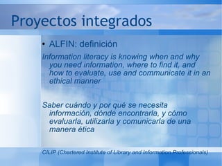 ALFIN para Proyectos Integrados