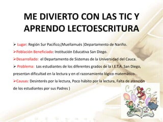 Población Beneficiada: Colegio Nidya Quintero.