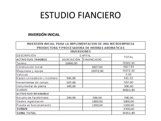 ESTUDIO FIANCIERO
INVERSIÓN INICIAL
 