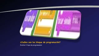 ¿Cuáles son los bloque de programación?
Existen 3 tipos de programasion:
 