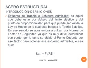 Punto Cedente: en el cual ocurre un considerable alargamiento sin un aumento de la carga(Es decir el material cede). Esto es típico solo del acero estructural.