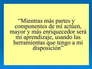 “ Mientras más partes y componentes de mí actúen, mayor y más enriquecedor será mi aprendizaje, usando las herramientas que tengo a mi disposición” 