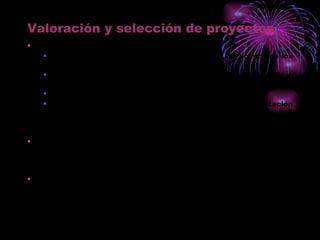 Valoración y selección de proyectos El Equipo pedagógico de CEP: Realizará un informe de evaluación inicial de acuerdo a los indicadores y criterios del anexo III.  Realizará una valoración global indicando si es favorable o desfavorable a su autorización. El informe será visado por el Director del CEP El informe junto con el duplicado de la documentación original se remitirá a la Delegación Provincial antes del  15 de Abril de 2011. La Comisión Provincial valorará los proyectos de acuerdo con los indicadores y criterios del anexo III y teniendo en cuenta el informe de evaluación inicial del CEP. Según anexo V. Dirección General de Servicios educativos (Consejería) seleccionará los proyectos aprobados. 