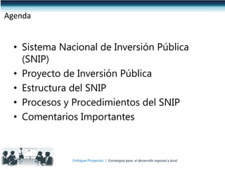 Proyectos de inversion publica bajo snip