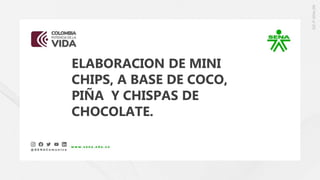 ELABORACION DE MINI
CHIPS, A BASE DE COCO,
PIÑA Y CHISPAS DE
CHOCOLATE.
 