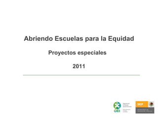 Abriendo Escuelas para la Equidad Proyectos especiales  2011 