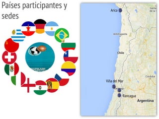 Países participantes y
sedes
Arica
Rancagua
Viña del Mar
 