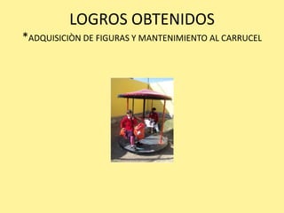LOGROS OBTENIDOS
*ADQUISICIÒN DE FIGURAS Y MANTENIMIENTO AL CARRUCEL
 