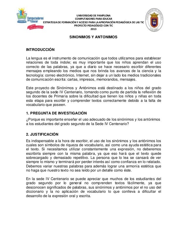 Tema de sinonimos y antonimos