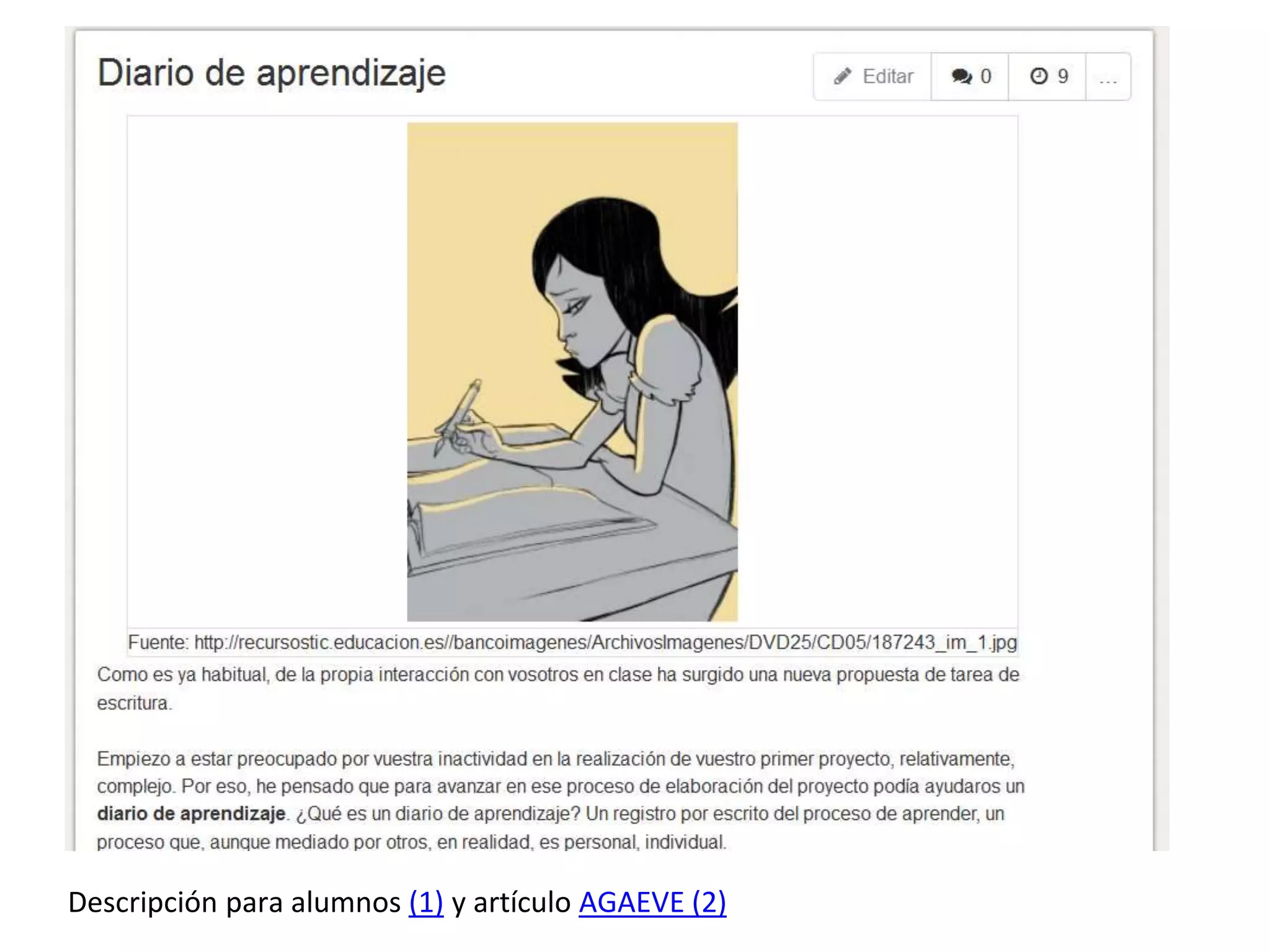 Descripción para alumnos (1) y artículo AGAEVE (2)
 
