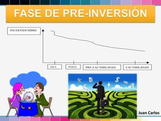 IDEA PERFIL PRE-FACTIBILIDAD FACTIBILIDAD
INCERTIDUMBRE
Juan Carlos
 