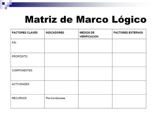 Matriz de Marco Lógico
 