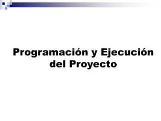 Programación y Ejecución
del Proyecto
 