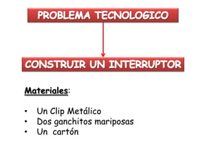 Materiales:

•   Un Clip Metálico
•   Dos ganchitos mariposas
•   Un cartón
 