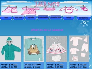 OFERTAS DE LA SEMANA

ANTES: $ 28.000
AHORA: $ 16.000

ANTES: $ 17.000
AHORA: $ 9.000

ANTES: $ 23.000
AHORA: $ 15.000

ANTES: $ 21.000
AHORA: $ 11.000

 