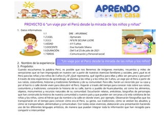 PROYECTO UN VIAJE POR EL PERÚ DESDE LAS MIRADAS DE LAS NIÑAS Y LOS ...