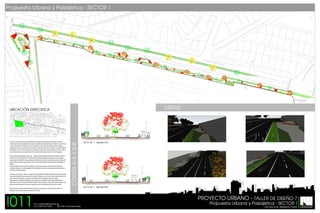 Propuesta Urbana y Paisajistica - SECTOR 1
AVEN

IDA LI

BERTA
DOR

BUS

AVEN

IDA L

IBERT
A

BELLO
A ANDRES
AVENID

DOR

VISTAS

Avenida Libertador entre Av. Andres Bello y la Av. Vargas

la Carabobo, a su vez en la Av. Libertador con Av. Vargas, la trama urbana se desarrollan con carreras y calles
que se interrumpen en su continuidad, para formar una estructura propia sin lograr formas ortogonales.

Hospital,

cierta forma la fluidez peatonal.

CORTES A-A Y B-B

El uso del suelo es Educacional: Escuela de Medicina, Asistencial: Hospital Antonio Ma. Pineda, Institucional:

Con esto se quiere impulsar el desplazamiento de usuarios, propiciando a un intercambio comunitario y la

011

SECTO

SECTO

PROYECTO URBANO T.S.U CESAR MEDINA RUIZ
T.S.U YORYVICT DIAZ

Propuesta Urbana y Paisajistica - SECTOR 1
TUTOR: Arq.Zhedily Guedez

ESCUELA DE ARQUITECTURA

 