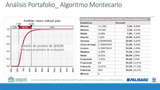 Especialización de Contabilidad Internacional I Facultad de Ciencias Económicas y Administrativas
Análisis Portafolio_ Algoritmo Montecarlo
 