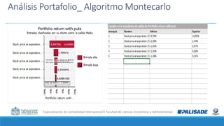 Especialización de Contabilidad Internacional I Facultad de Ciencias Económicas y Administrativas
Análisis Portafolio_ Algoritmo Montecarlo
 