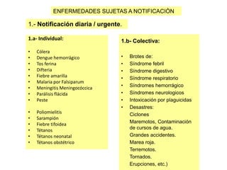 1.a- Individual:
• Cólera
• Dengue hemorrágico
• Tos ferina
• Difteria
• Fiebre amarilla
• Malaria por Falsiparum
• Mening...