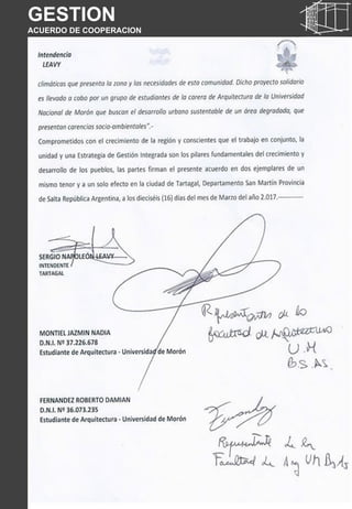 GESTION
ACUERDO DE COOPERACION
 