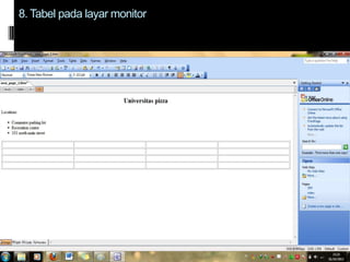 8. Tabel pada layar monitor

 