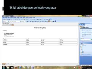 9. Isi tabel dengan perintah yang ada

 