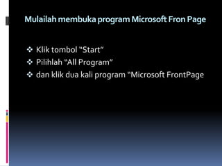 Proyek 2 web html menggunakan microsoft front page | PPTX