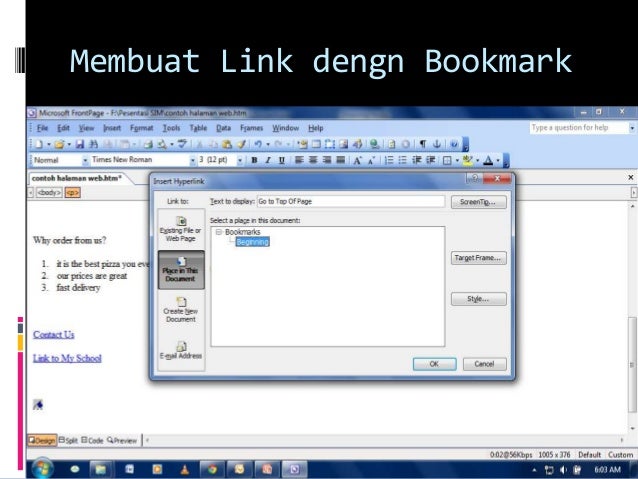 Proyek 2 web html menggunakan microsoft front page