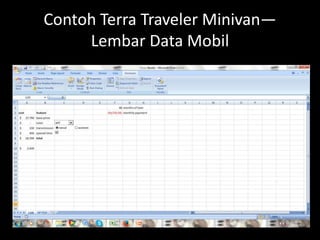 Contoh Terra Traveler Minivan—
Lembar Data Mobil

 