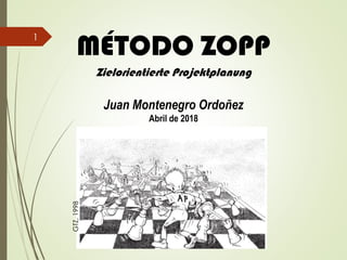 MÉTODO ZOPP
Zielorientierte Projektplanung
Juan Montenegro Ordoñez
Abril de 2018
GTZ,1998
1
 