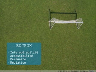 ENJEUX
●
    Interopérabilité
●
    Accessibilité
●
    Pérennité
●
    Médiation

                       CC-BY-NC-SA // Maurizio D'Arrigo // Flickr
 