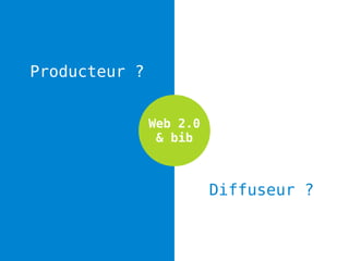 Producteur ?


               Web 2.0
                & bib



                         Diffuseur ?
 