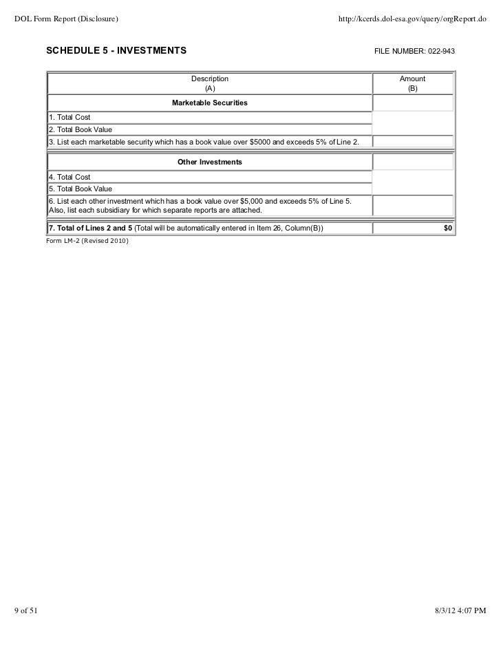 prp dol form report disclosure dol 4 form