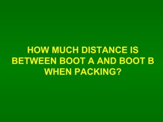 HOW MUCH DISTANCE IS BETWEEN BOOT A AND BOOT B WHEN PACKING? 