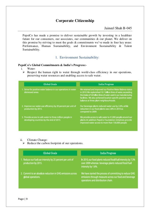Environmental sustainability report pepsico foundation