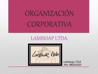 ORGANIZACIÓN 
CORPORATIVA 
LAMISOAP LTDA. 
Lamisoap LTDA 
Nit: 980311021 
 