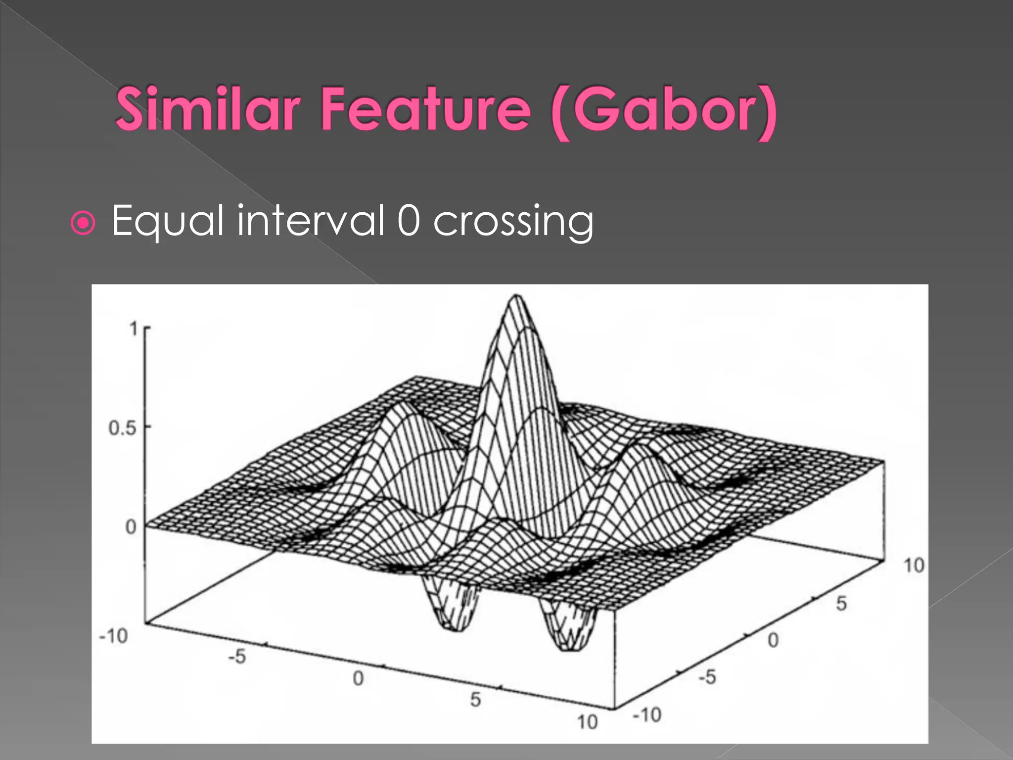Similar Feature (Gabor)
 Equal interval 0 crossing
 