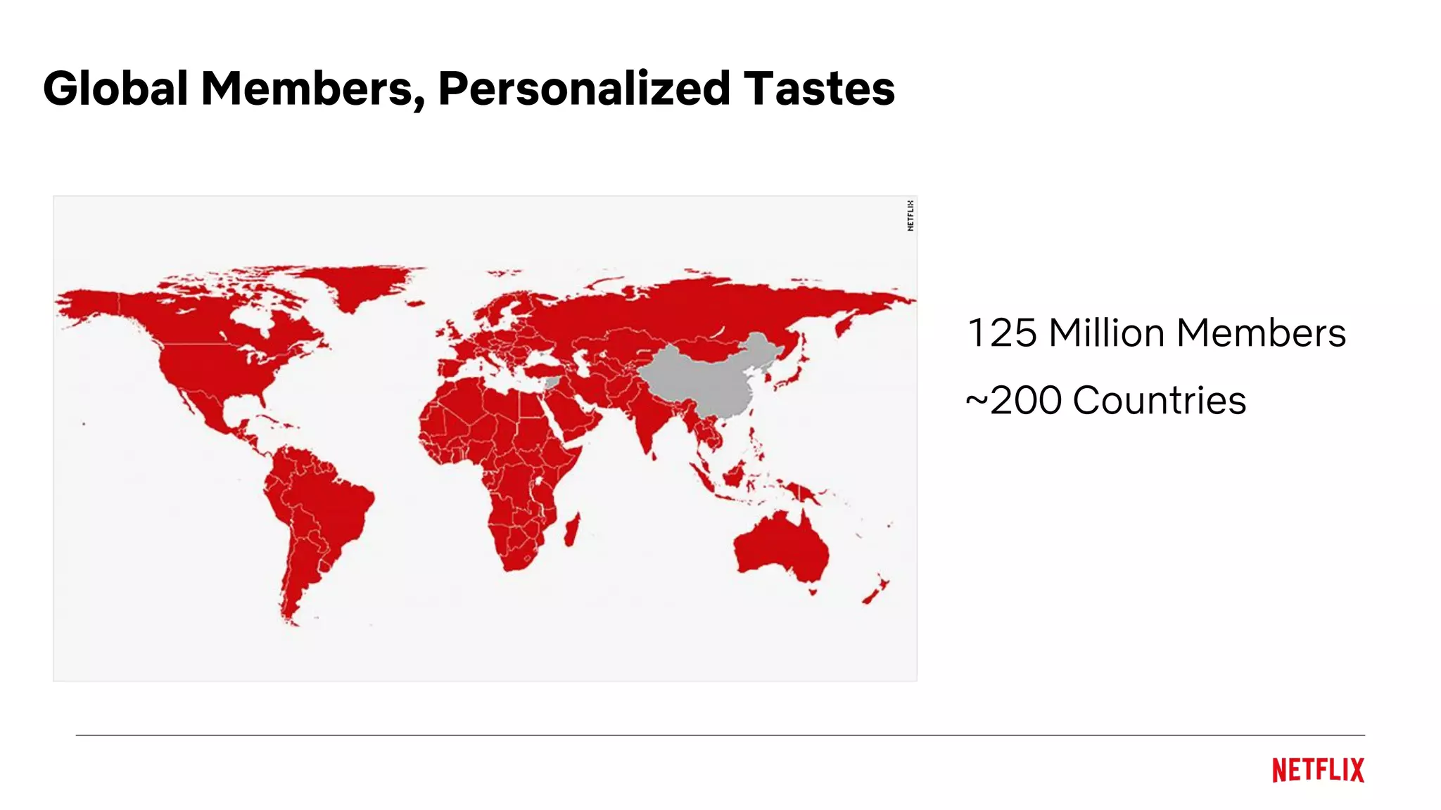 Global Members, Personalized Tastes
125 Million Members
~200 Countries
 