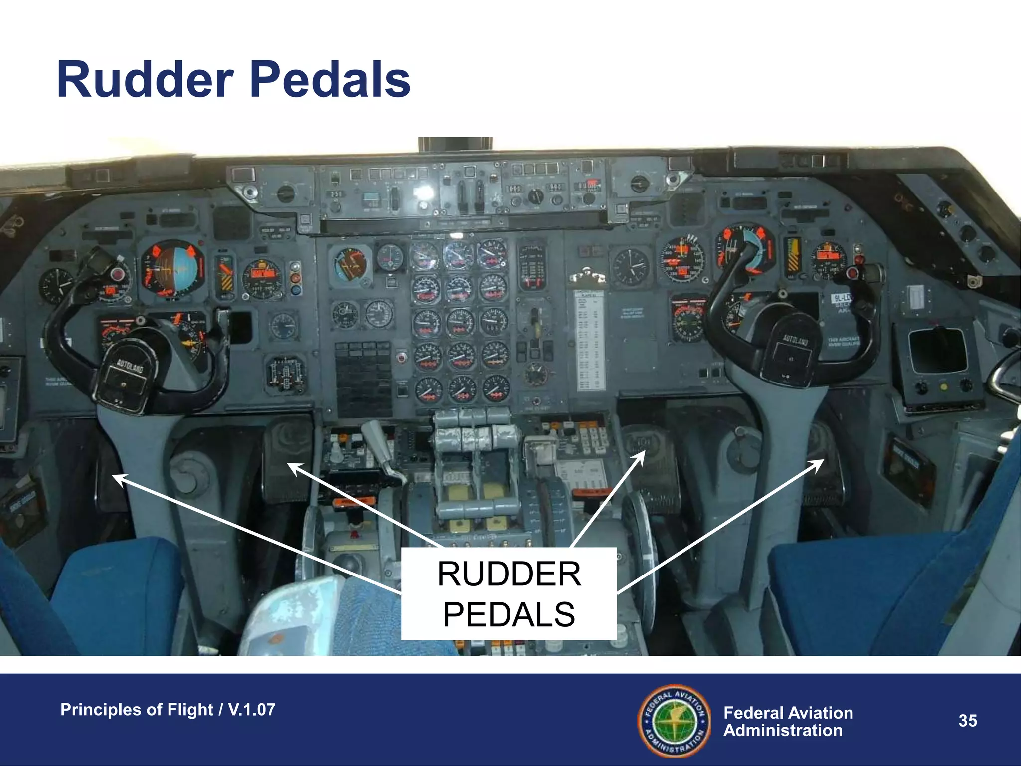 Federal Aviation
Administration
Principles of Flight / V.1.07
35
Rudder Pedals
RUDDER
PEDALS
 