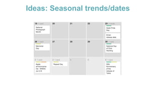Ideas: Seasonal trends/dates
 