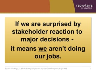 If we are surprised by
            If we are surprised by
          stakeholder reaction to
          stakeholder reaction...