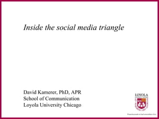 Inside the social media triangle David Kamerer, PhD, APR School of Communication Loyola University Chicago 