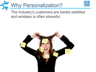 Why Personalization?
The Industry’s customers are barely satisfied
and wireless is often stressful.
 