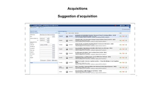Acquisitions
Suggestion d’acquisition
 